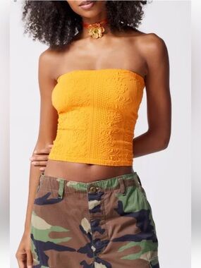 Out From Under Urban Outfitters Tapestry Seamless Tube Top size XL orange